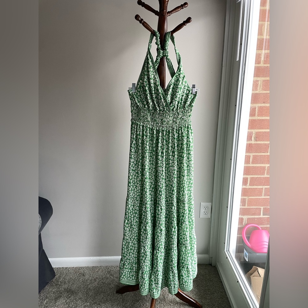 Green Halter Maxi Dress